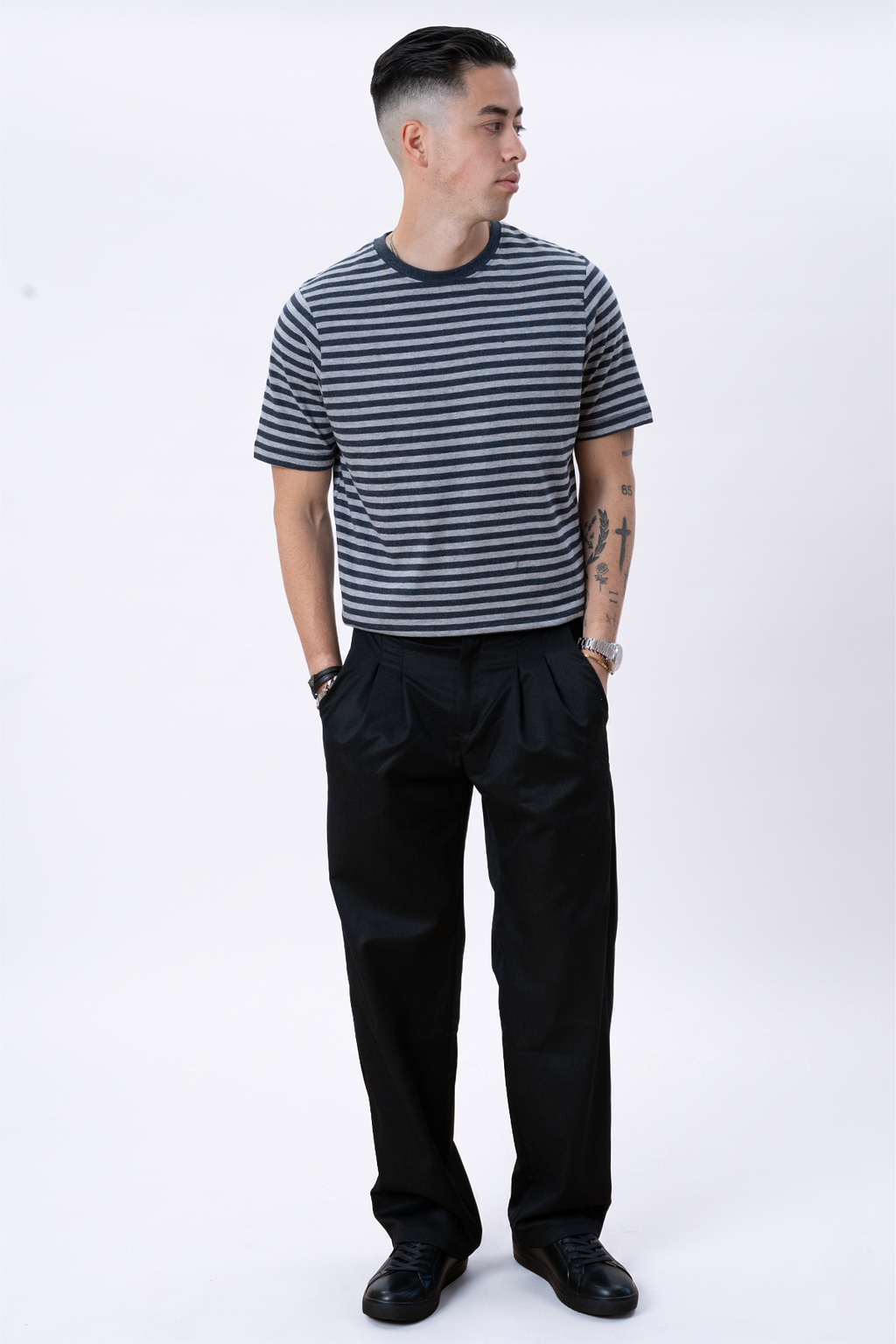 Nörregade Stripe - Svartmelerad-Grå