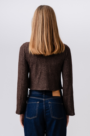 Ivy Tie Blouse Knit - Brun