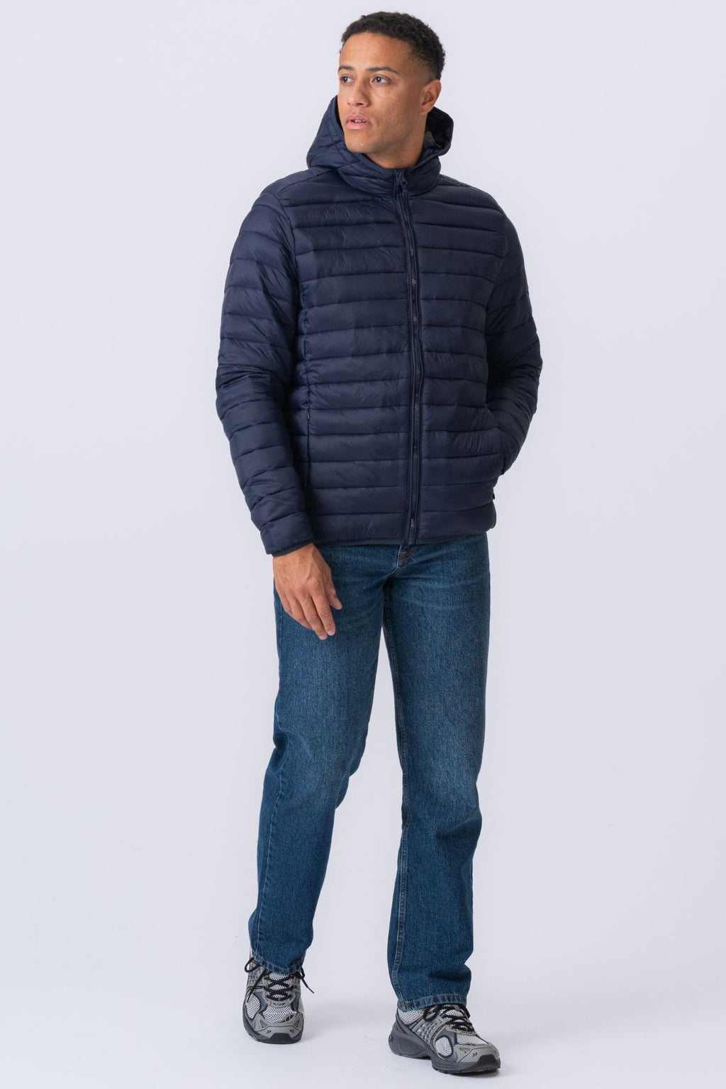 Hooded Light Puffer Jacka - Marinblå