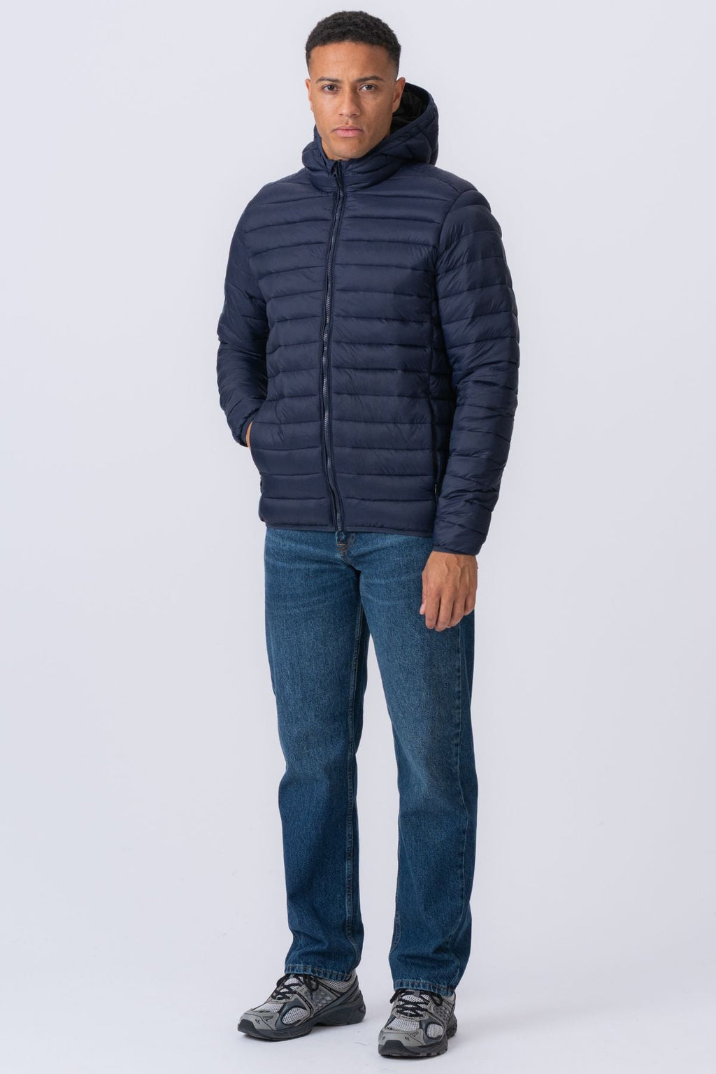 Hooded Light Puffer Jacka - Marinblå