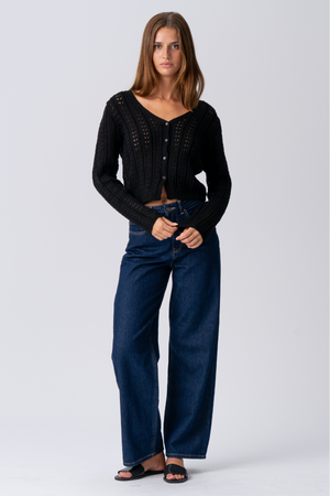 Virginia Stickad Kofta - Svart