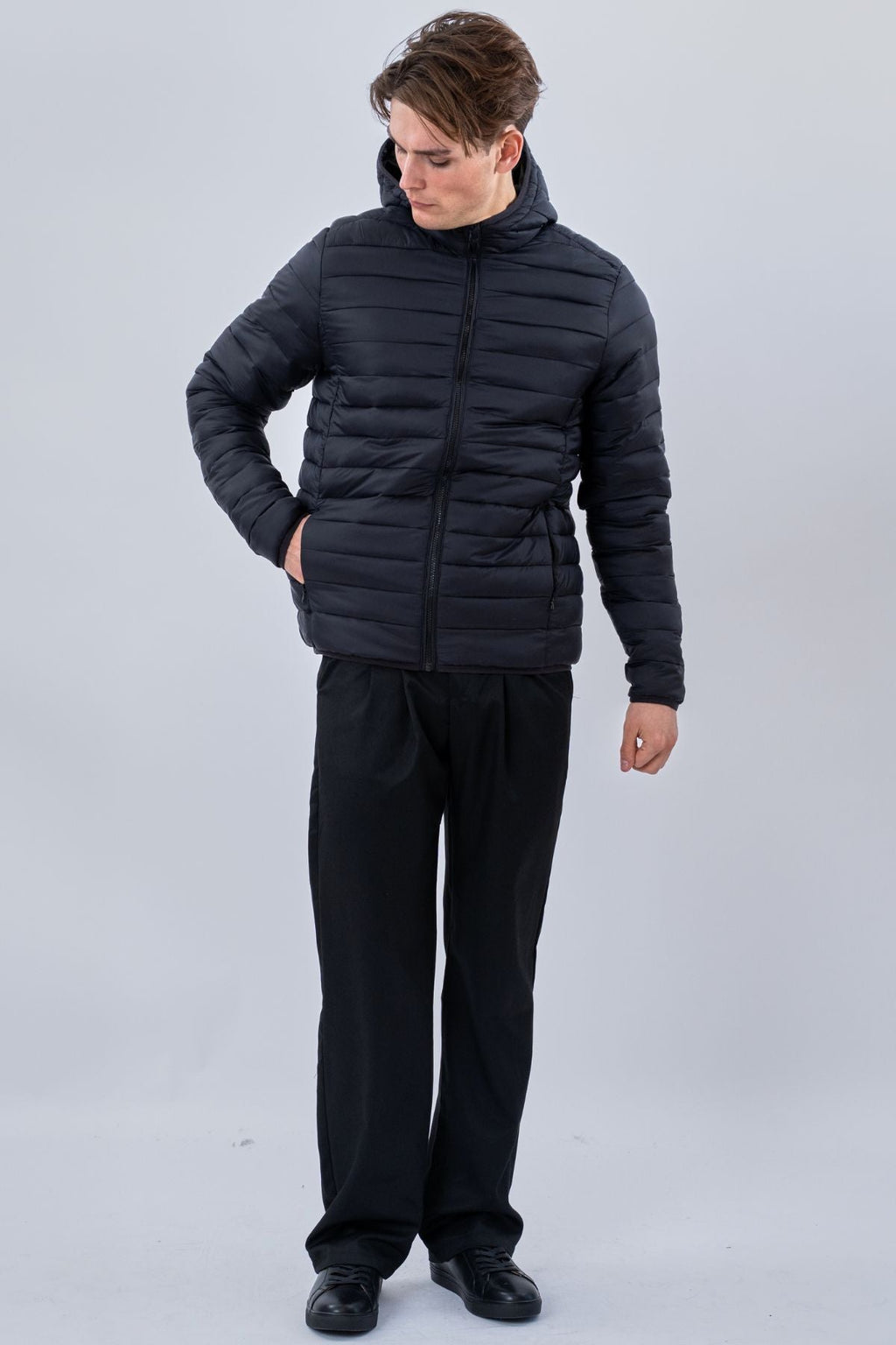 Hooded Light Puffer Jacka - Svart