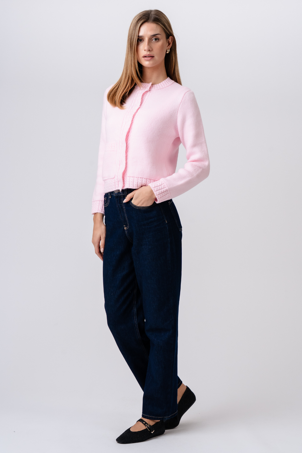 Emilie Stickad Cardigan - Rosa