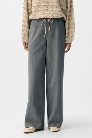 Lisa Wide Pant AOP - Mellangrå Melange
