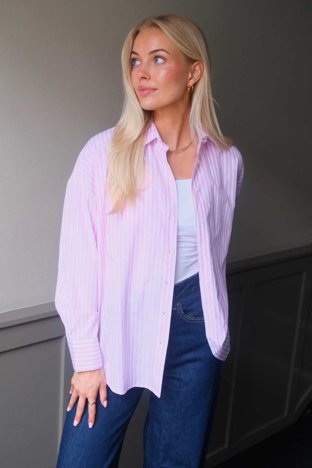 Layla Randig Tröja - Rosa