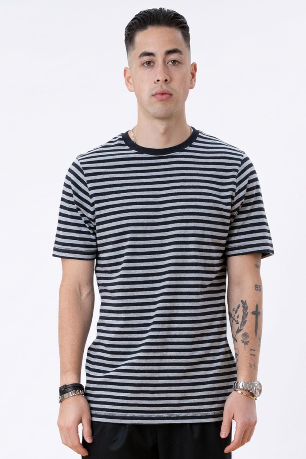 Nörregade Stripe - Svartmelerad-Grå