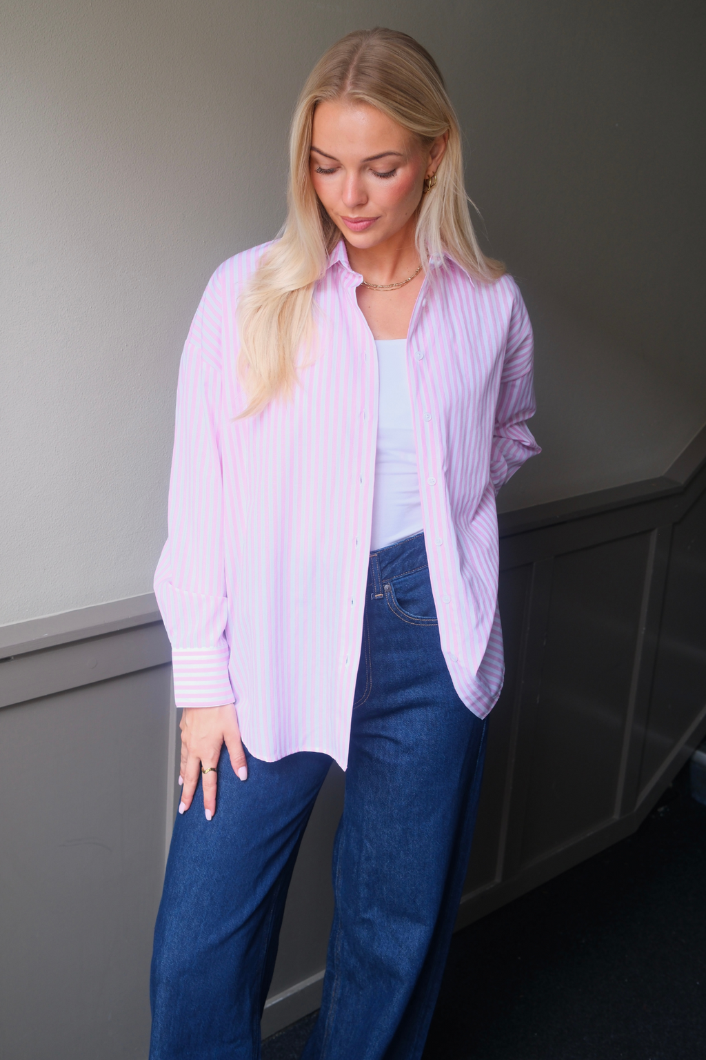 Layla Randig Tröja - Rosa