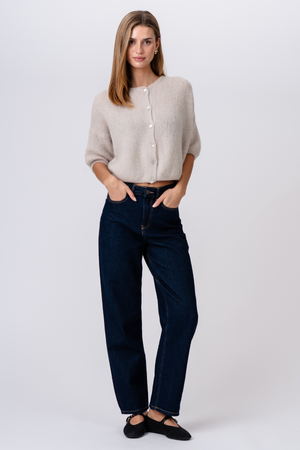 Mary Kortärmad Stickad Tröja - Beige