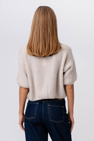 Mary Kortärmad Stickad Tröja - Beige