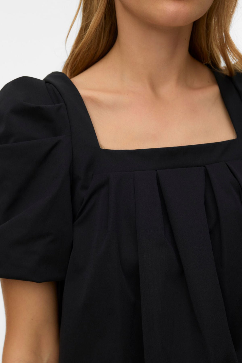 Ann Ss Square Neck Kort Klänning - Svart