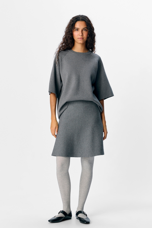 Reynard HW Kortstickad Kjol - Mellangrå Melange