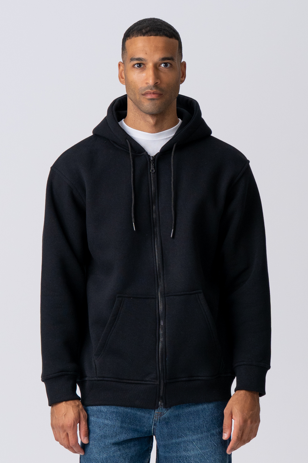 Relaxed Zip Hoodie - Svart