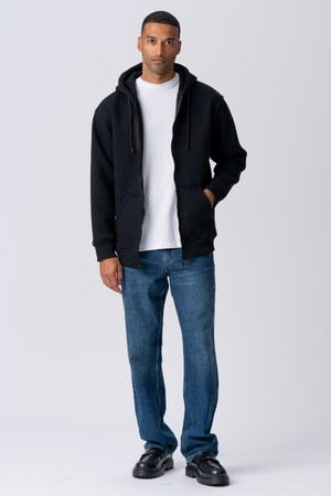 Relaxed Zip Hoodie - Svart