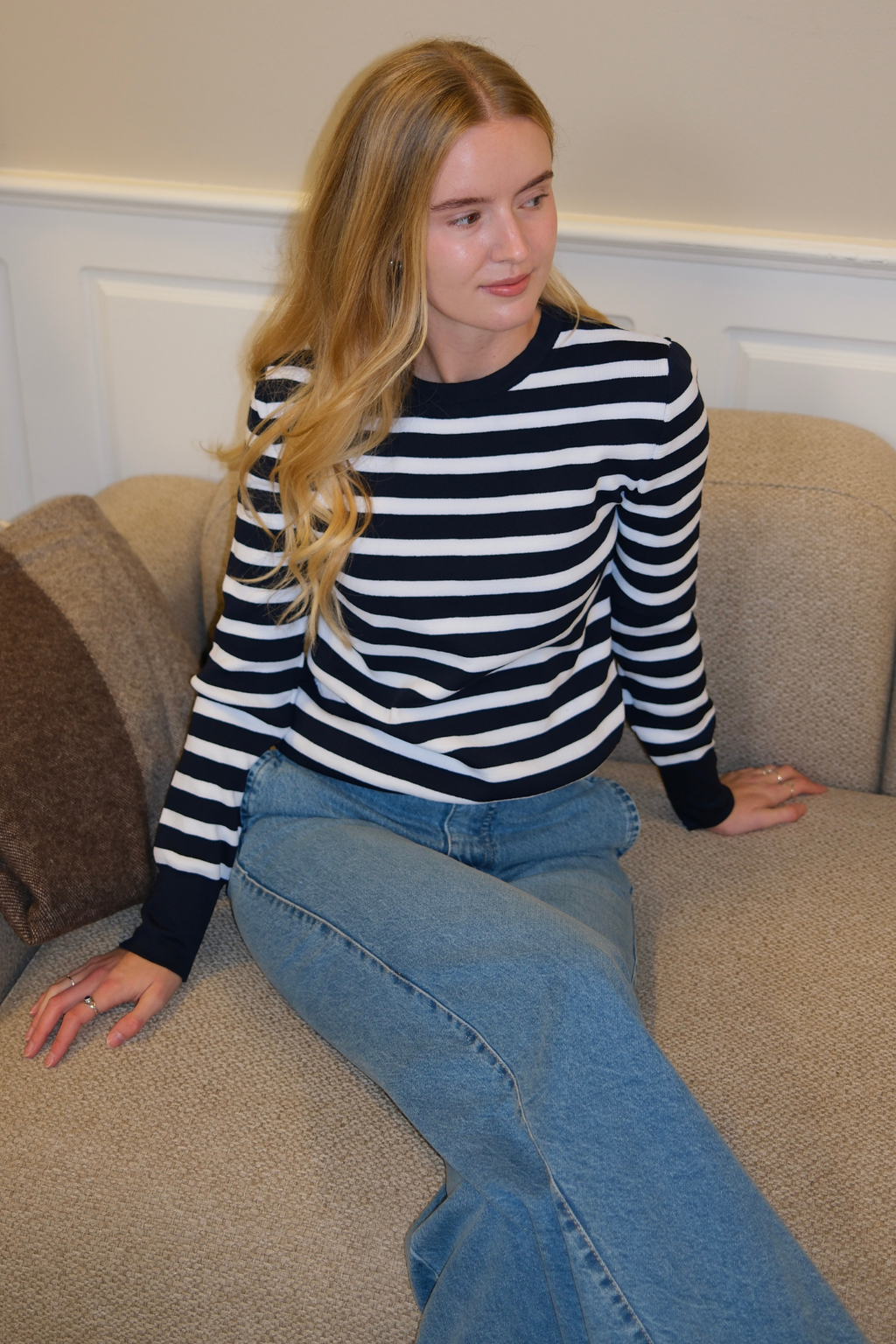 Maja Randig tröja - Navy