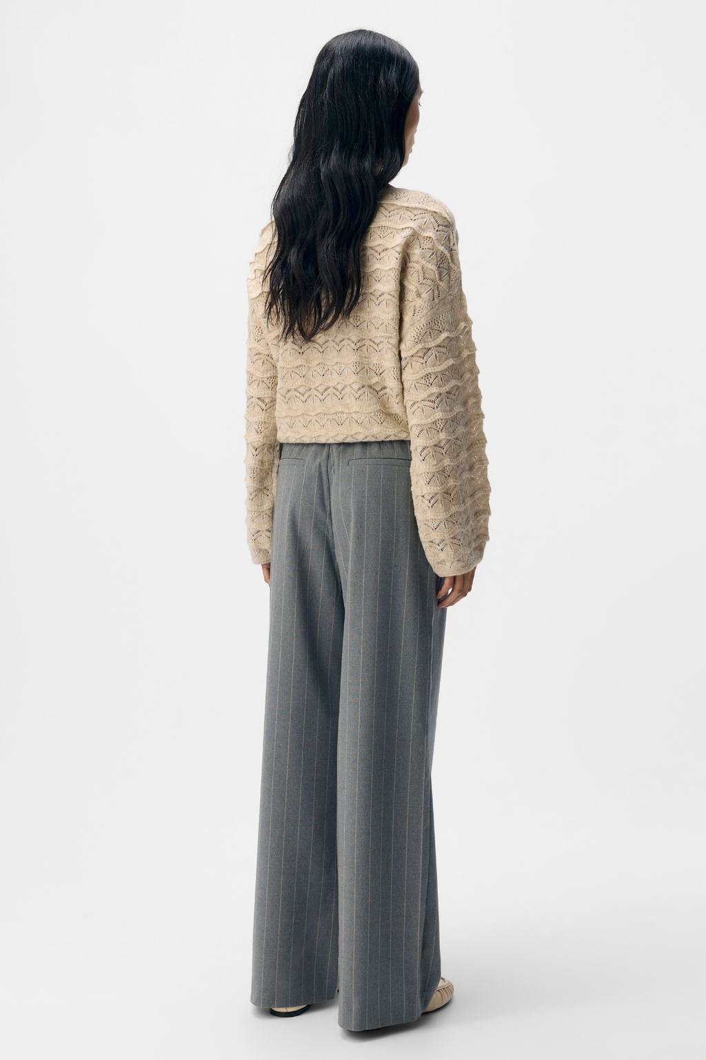 Lisa Wide Pant AOP - Mellangrå Melange