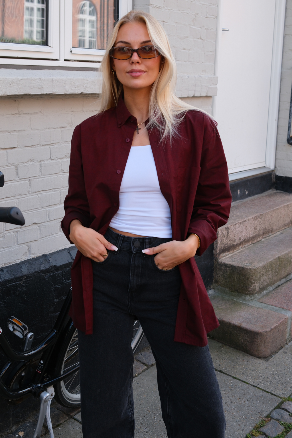 Boyfriend Oxfordskjorta - Burgundy