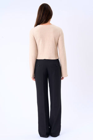 Ivy Tie Blouse Knit - Beige