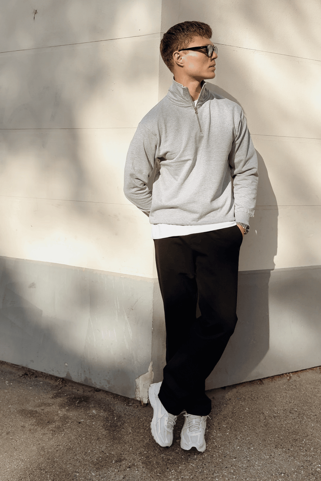 Sweatshirt Halvdragkedja - Grå