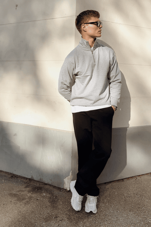 Sweatshirt Halvdragkedja - Grå