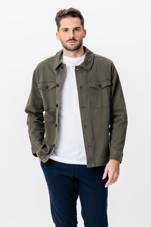 Twill Overshirt - Mörk Oliv