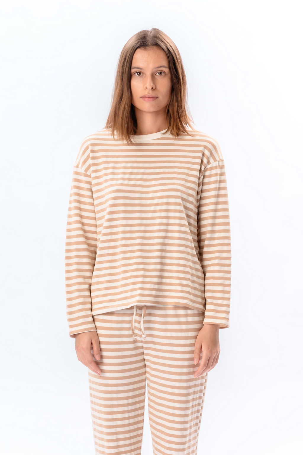 Stript Skjorta - Beige