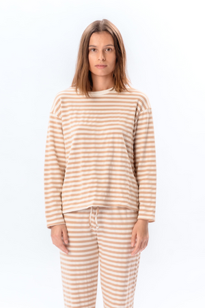 Stript Skjorta - Beige