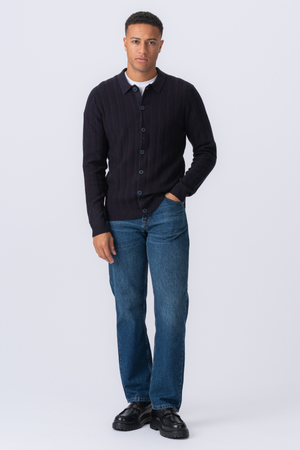Arthur Stickad Cardigan - Dark Navy