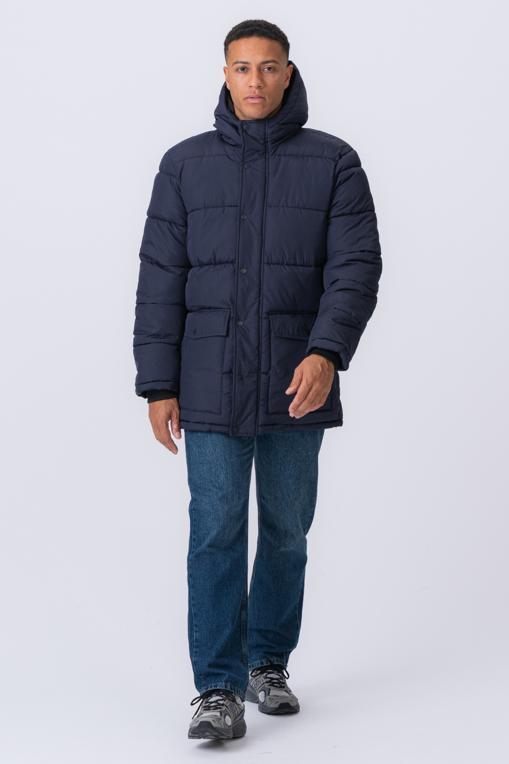 Lång Puffjacka - Navy