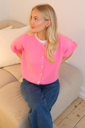 Mary Kortärmad Stickad Tröja - Baby Pink