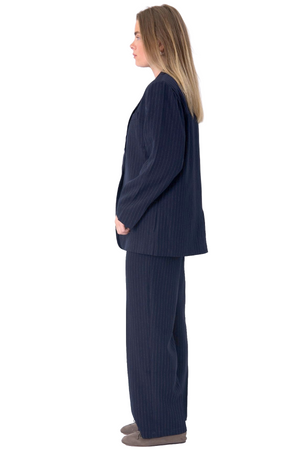 Oversized Kavaj med Kostymbyxor - Paketerbjudanden (Navy Pinstripe)