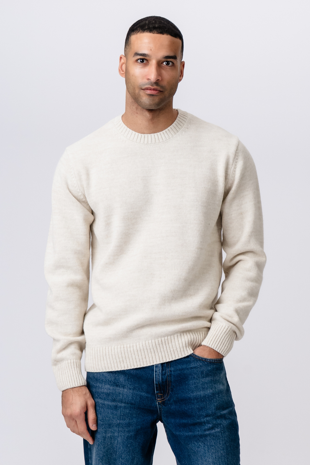 Easton Stickad Tröja - Beige