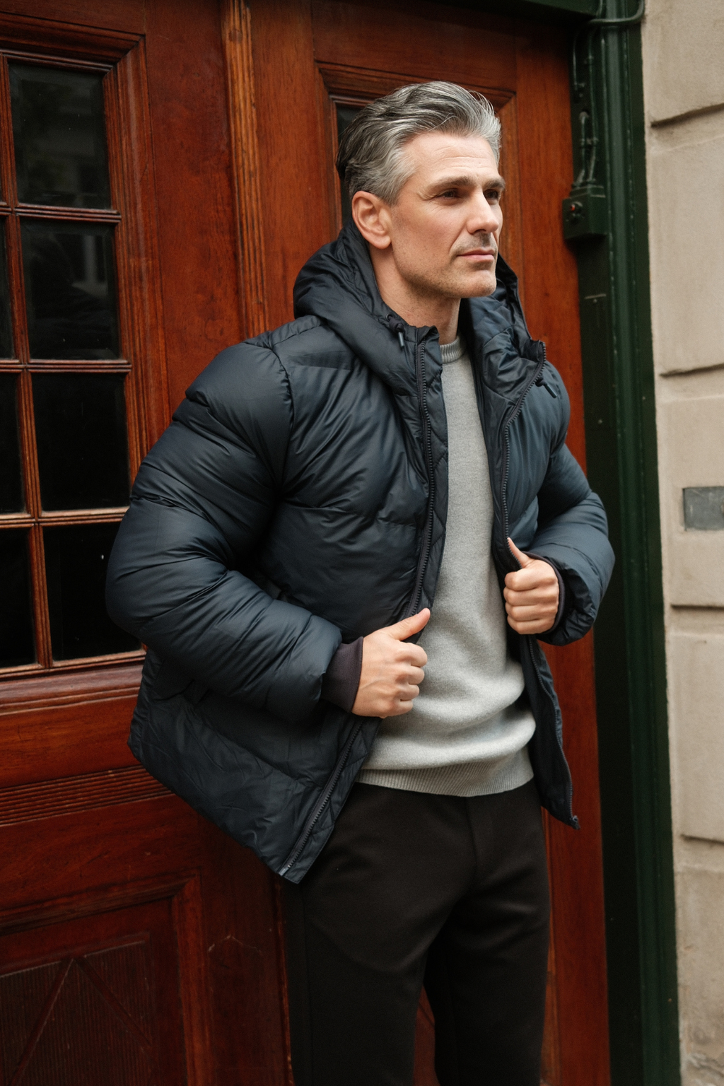 Coated Hooded Jacket - Svart