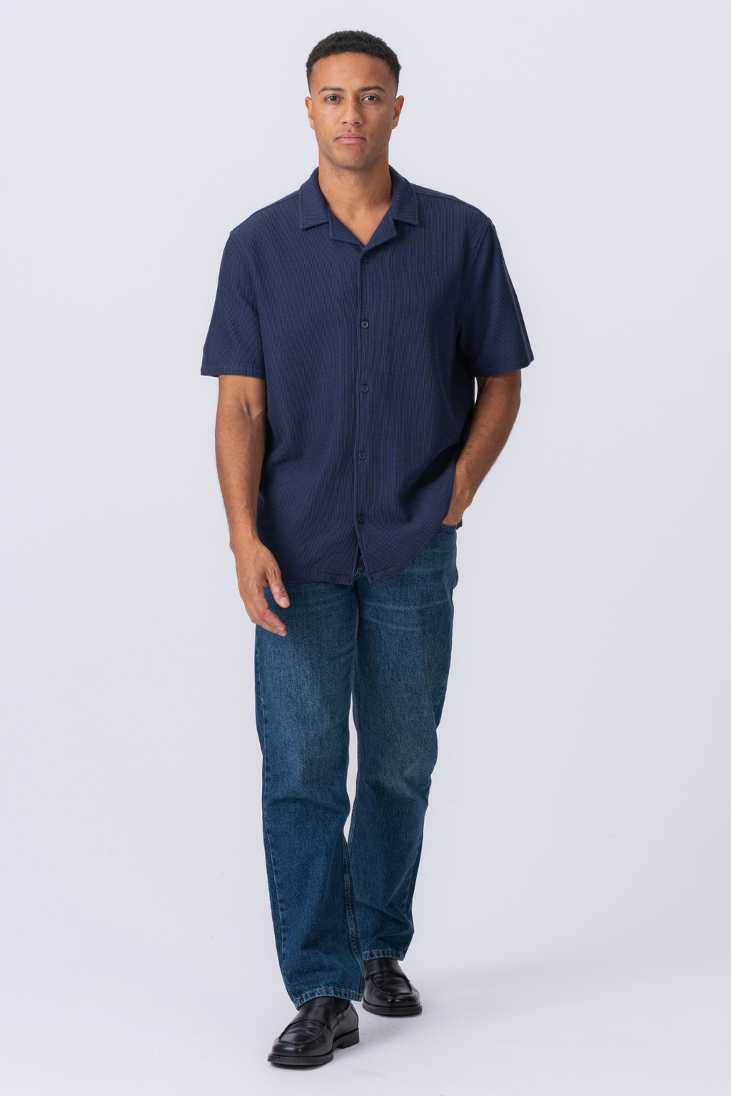 Stickad Skjorta - Navy