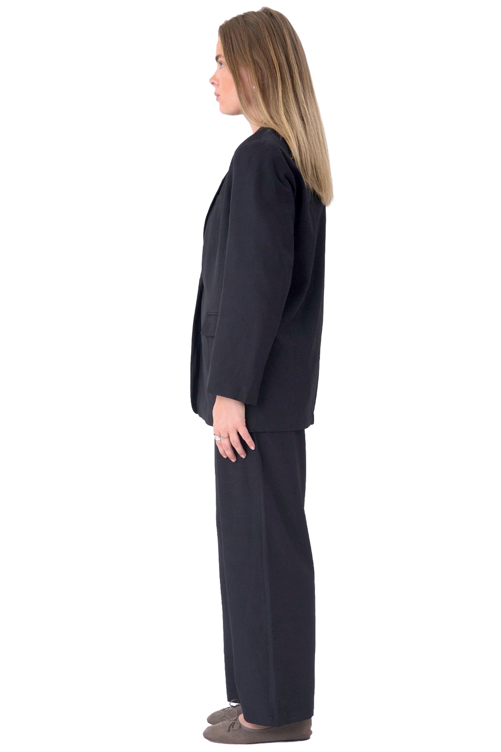 Oversized Kavaj med Kostymbyxor - Paketerbjudanden (Svart)