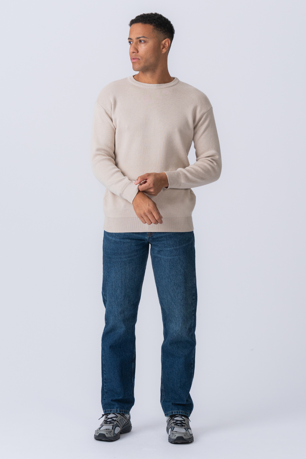 Crewneck Knit Sweater - Ljusbeige