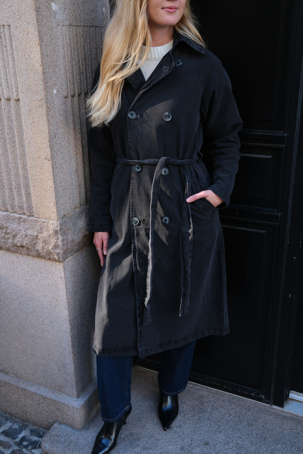 Trenchcoat i Denim - Antracit