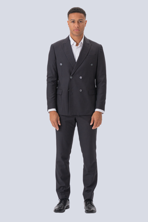 Premium Dubbelknäppt Kostym - Gråbrun