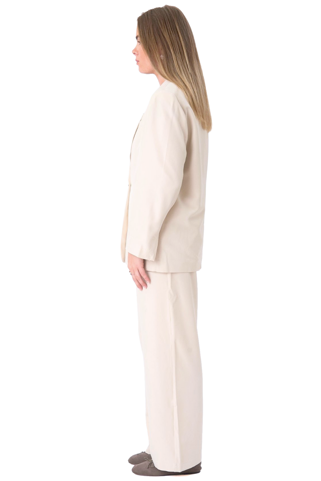 Oversized Kavaj med Kostymbyxor - Paketerbjudanden (Beige)