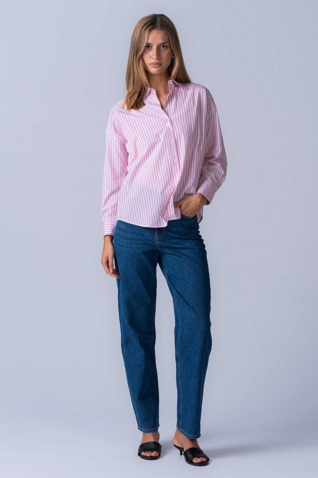 Layla Randig Tröja - Rosa