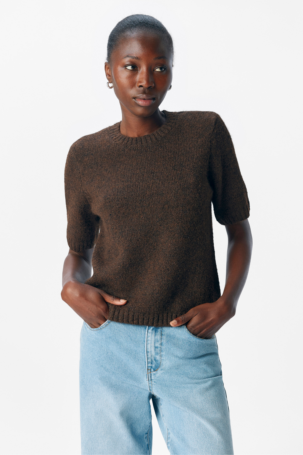 Aggia S/S Stickad Pullover - Sälbrun