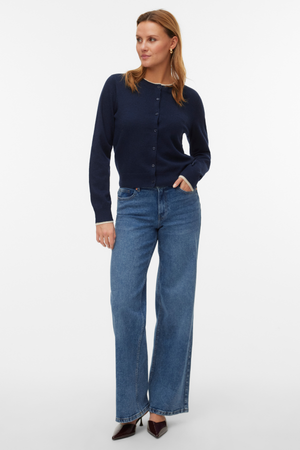 Underbar O-ringad Kofta - Navy Blazer w. Birch