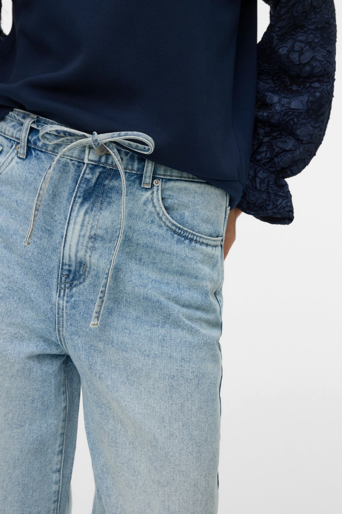 Denim Wide Belt Jeans