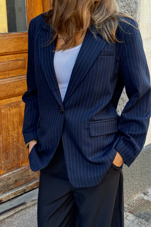 Oversized Kavaj - Navy Pinstripe