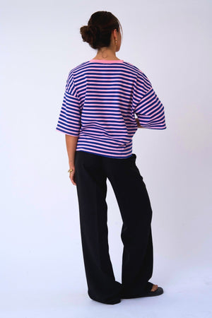 Zoe T-shirt - Blå/Ljusrosa