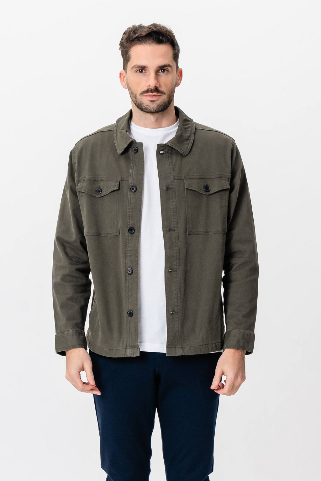 Twill Overshirt - Mörk Oliv
