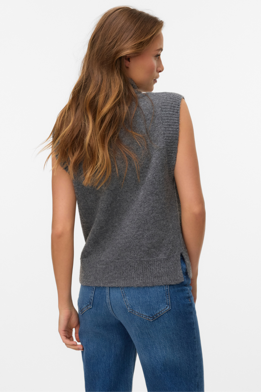 Wow Highneck Vest - Medium Grå Melange