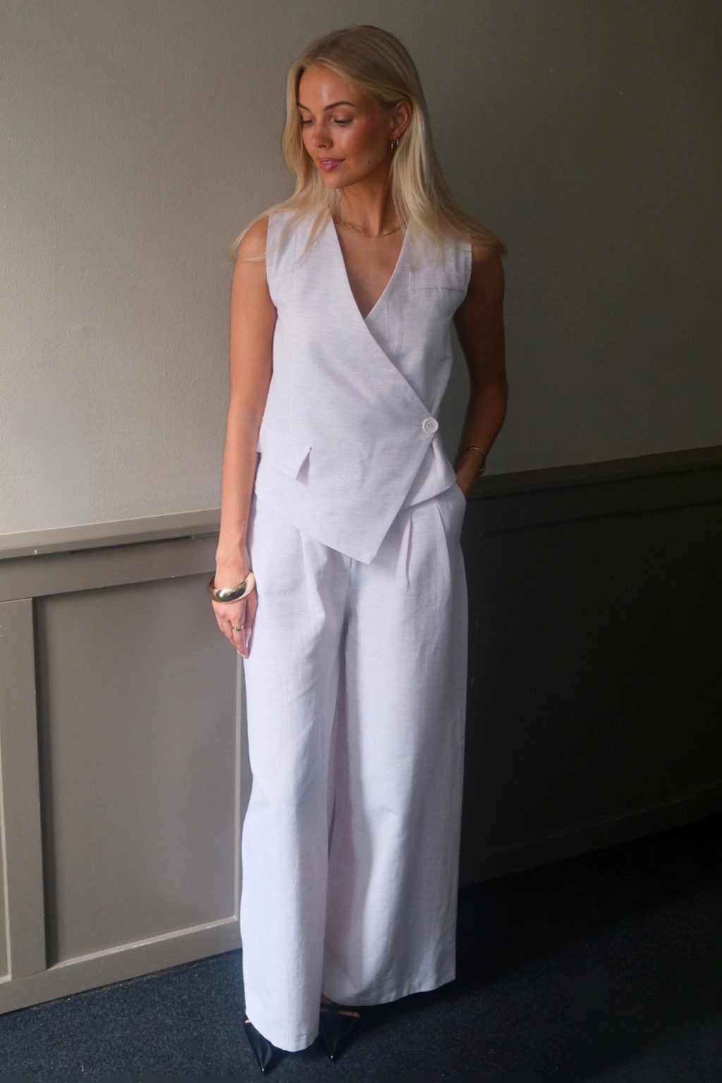 Melissa Wide Pants - Ljusgrå