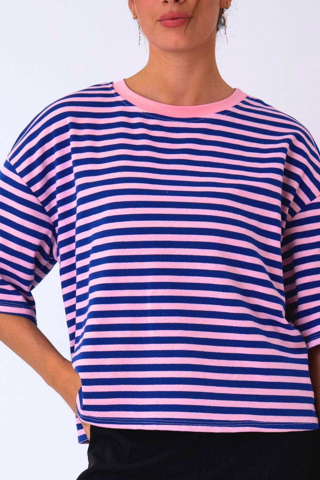 Zoe T-shirt - Blå/Ljusrosa