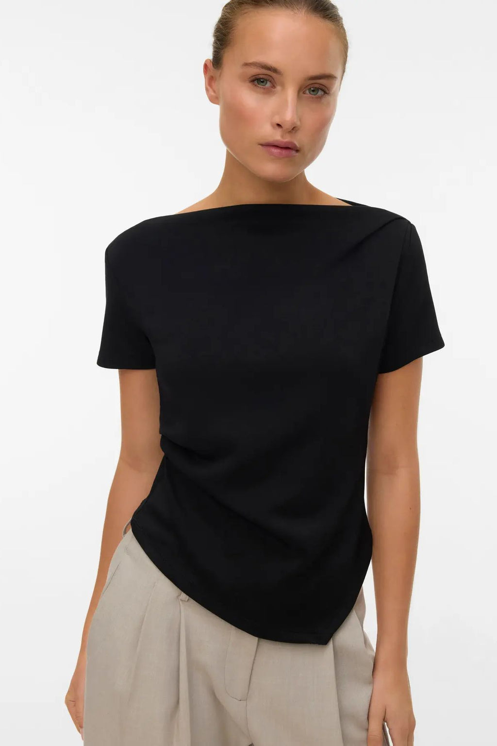 Mille Boatneck Short Top - Svart