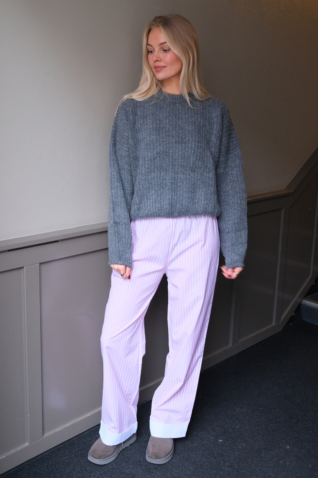 Layla Randiga Byxor - Rosa